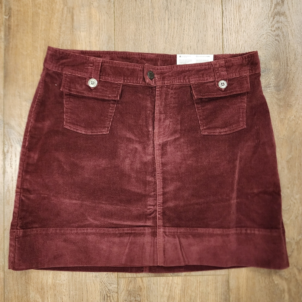 Patagonia Corduroy Skirt Burgundy Pockets Organic Cotton Stretch size 10 NWT